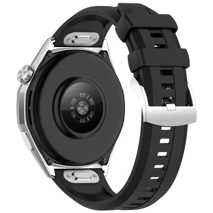 22mm Press Button Quick Release Groove Solid Color Silicone Watch Band