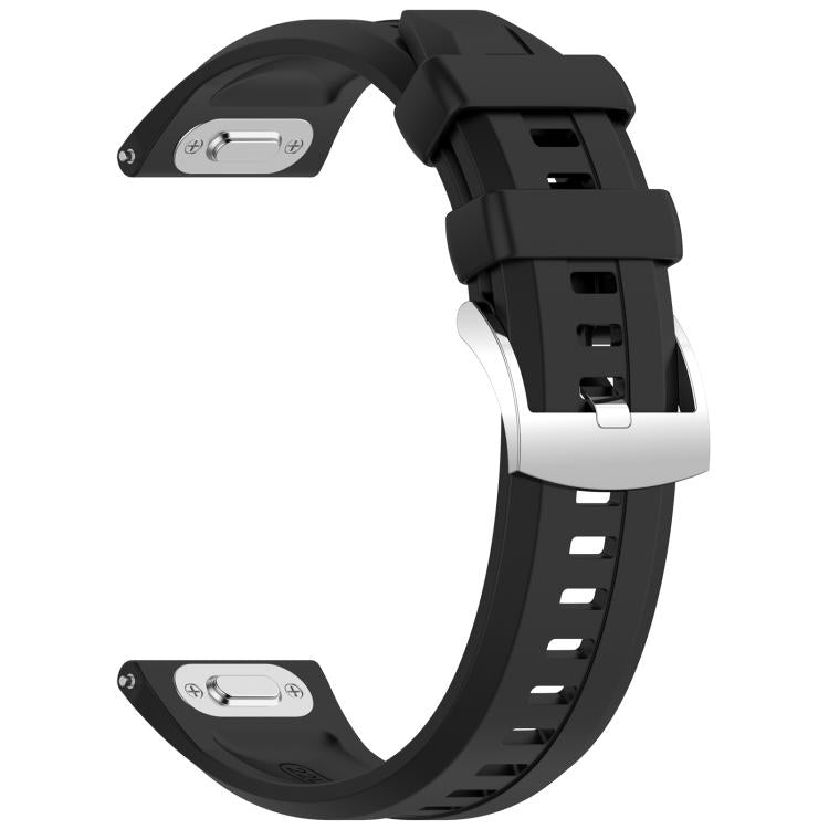 22mm Press Button Quick Release Groove Solid Color Silicone Watch Band