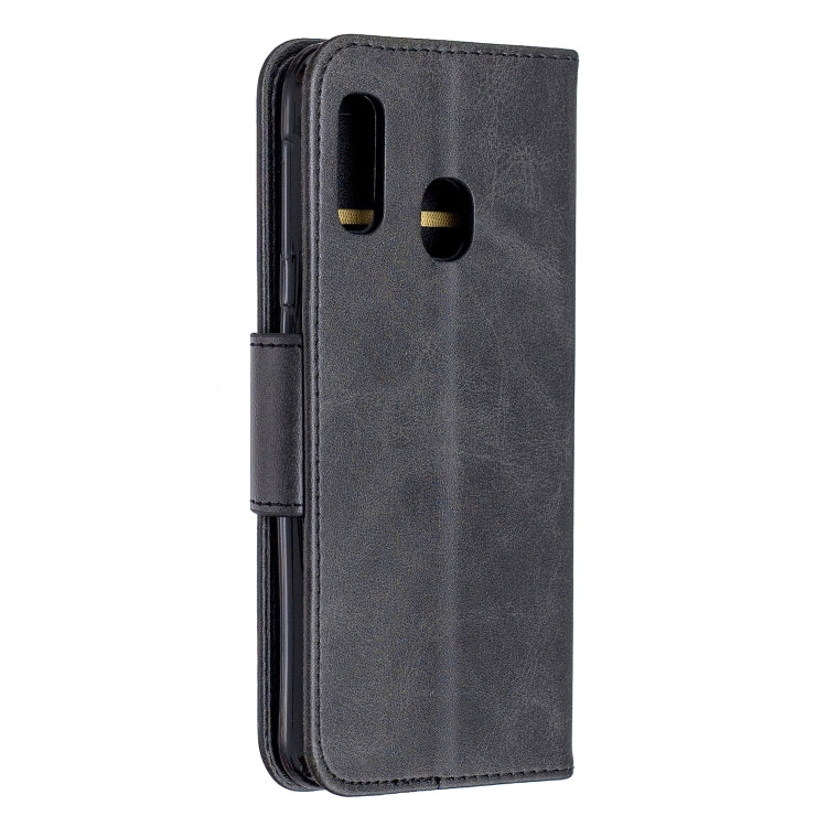 Retro Lambskin Texture Pure Color Horizontal Flip PU Leather Case for Galaxy A20E, with Holder & Card Slots & Wallet & Lanyard