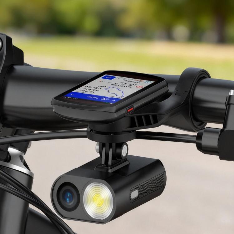 For Garmin Edge Series Two Section Mountain Bike Stopwatch Mount Holder Extension Support Frame - Black