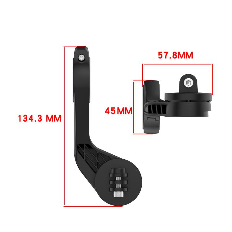 For Garmin Edge Series Two Section Mountain Bike Stopwatch Mount Holder Extension Support Frame - Black