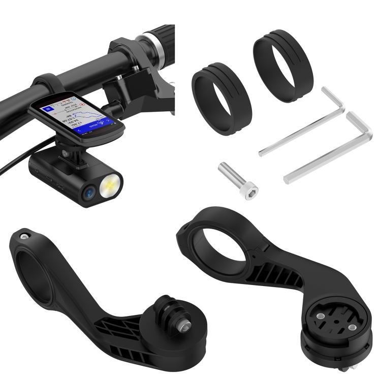 For Garmin Edge Series Two Section Mountain Bike Stopwatch Mount Holder Extension Support Frame - Black