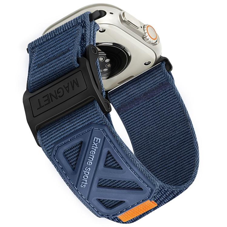 For Apple Watch 46mm / 49mm / 45mm / 44mm Magnetic Loop Nylon Hook and Loop Fastener Watch Band