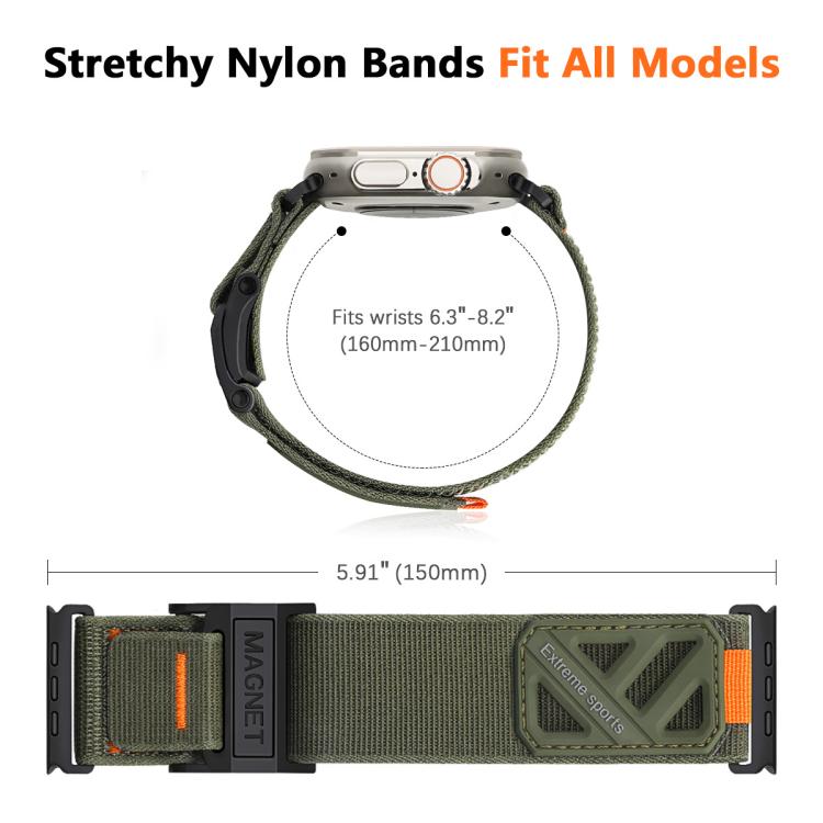 For Apple Watch 42mm / 41mm / 40mm / 38mm Magnetic Loop Nylon Hook and Loop Fastener Watch Band