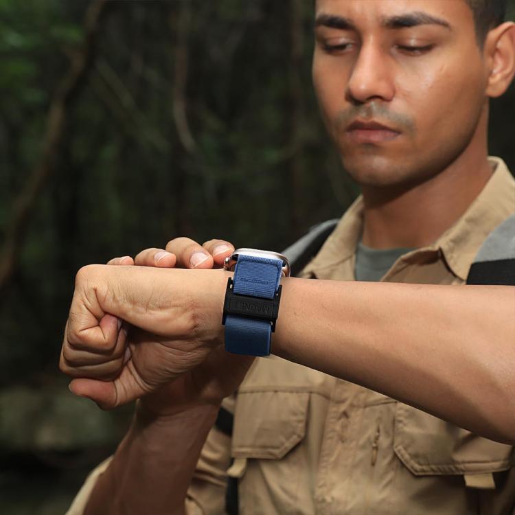 For Apple Watch 46mm / 49mm / 45mm / 44mm Magnetic Loop Nylon Hook and Loop Fastener Watch Band