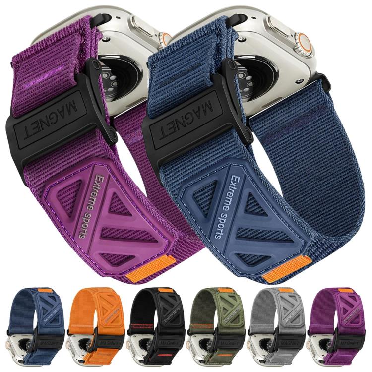 For Apple Watch 42mm / 41mm / 40mm / 38mm Magnetic Loop Nylon Hook and Loop Fastener Watch Band