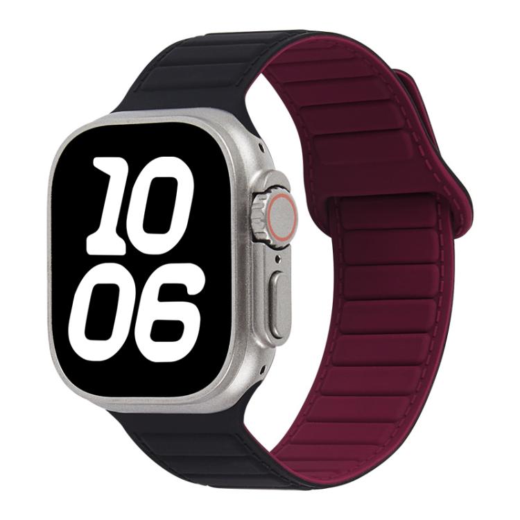 For Apple Watch 46mm / 49mm / 45mm / 44mm Stitched Loop Magnetic Silicone Watch Band