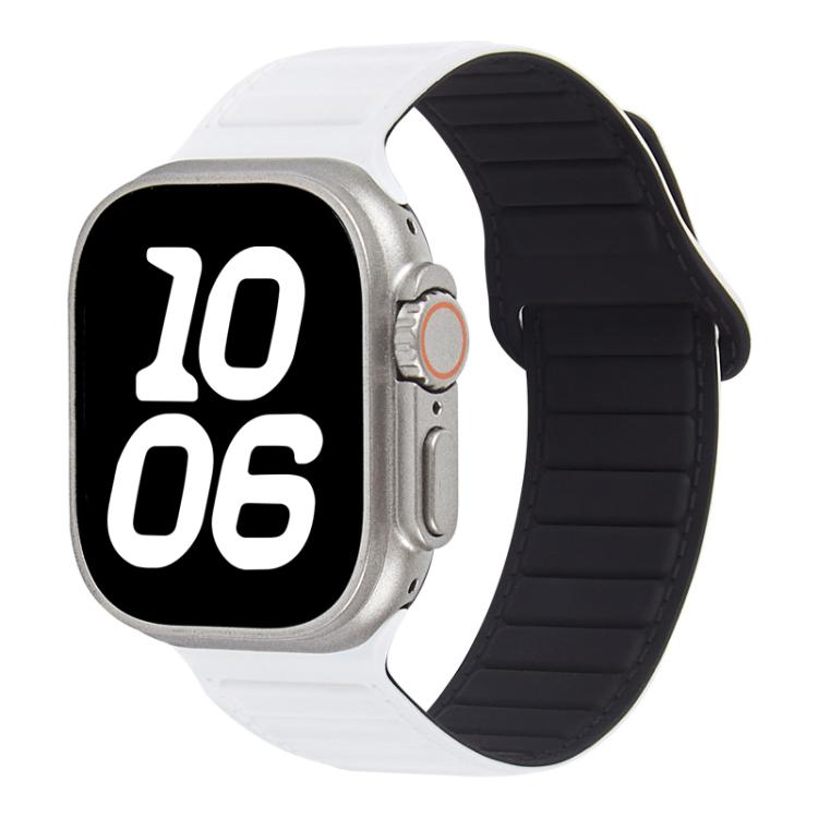 For Apple Watch 46mm / 49mm / 45mm / 44mm Stitched Loop Magnetic Silicone Watch Band