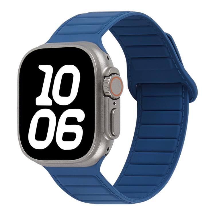 For Apple Watch 46mm / 49mm / 45mm / 44mm Stitched Loop Magnetic Silicone Watch Band