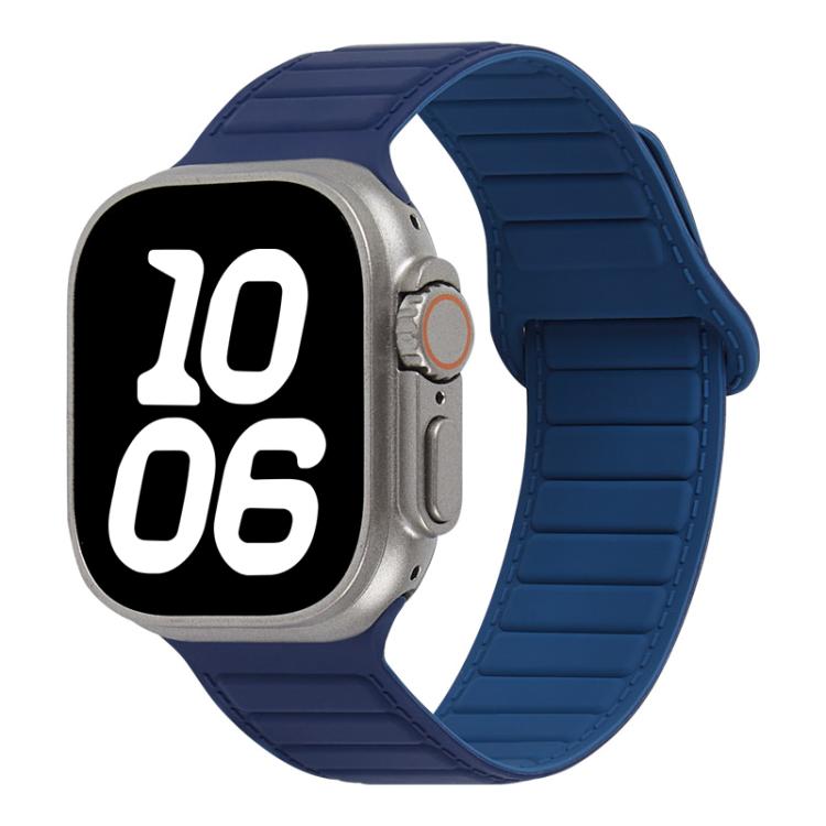 For Apple Watch 46mm / 49mm / 45mm / 44mm Stitched Loop Magnetic Silicone Watch Band