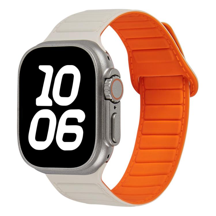 For Apple Watch 46mm / 49mm / 45mm / 44mm Stitched Loop Magnetic Silicone Watch Band