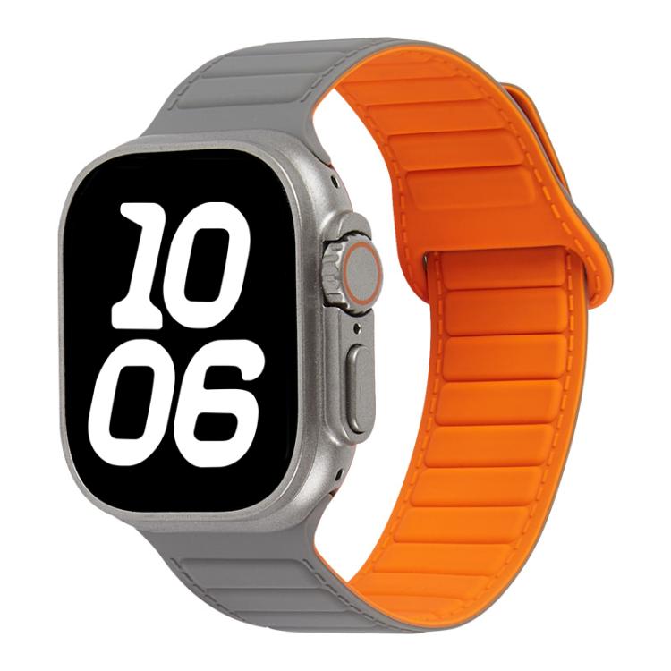 For Apple Watch 46mm / 49mm / 45mm / 44mm Stitched Loop Magnetic Silicone Watch Band
