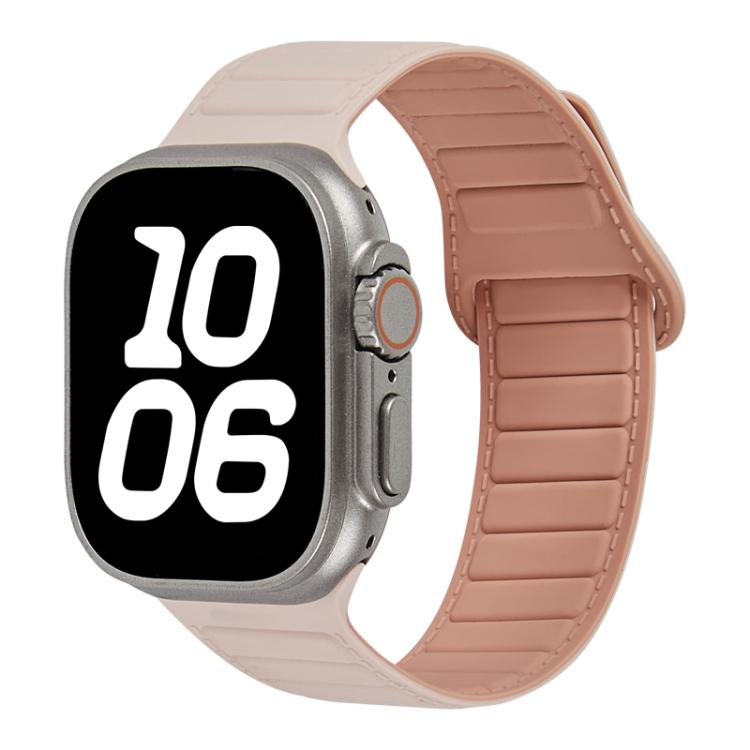 For Apple Watch 46mm / 49mm / 45mm / 44mm Stitched Loop Magnetic Silicone Watch Band