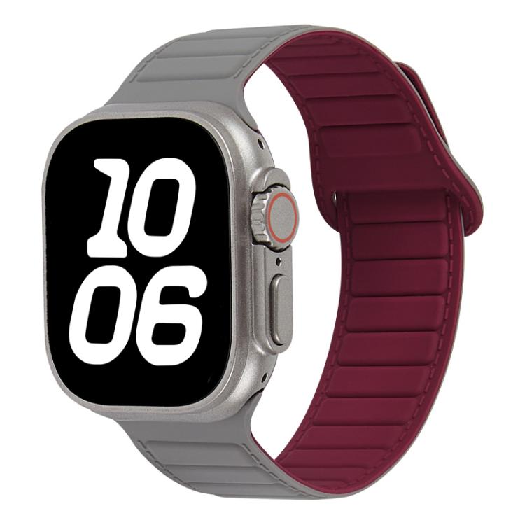 For Apple Watch 46mm / 49mm / 45mm / 44mm Stitched Loop Magnetic Silicone Watch Band