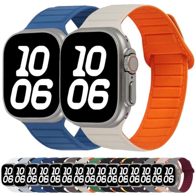 For Apple Watch 46mm / 49mm / 45mm / 44mm Stitched Loop Magnetic Silicone Watch Band