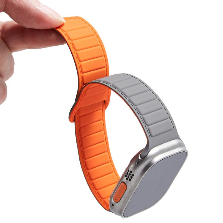 For Apple Watch 46mm / 49mm / 45mm / 44mm Stitched Loop Magnetic Silicone Watch Band