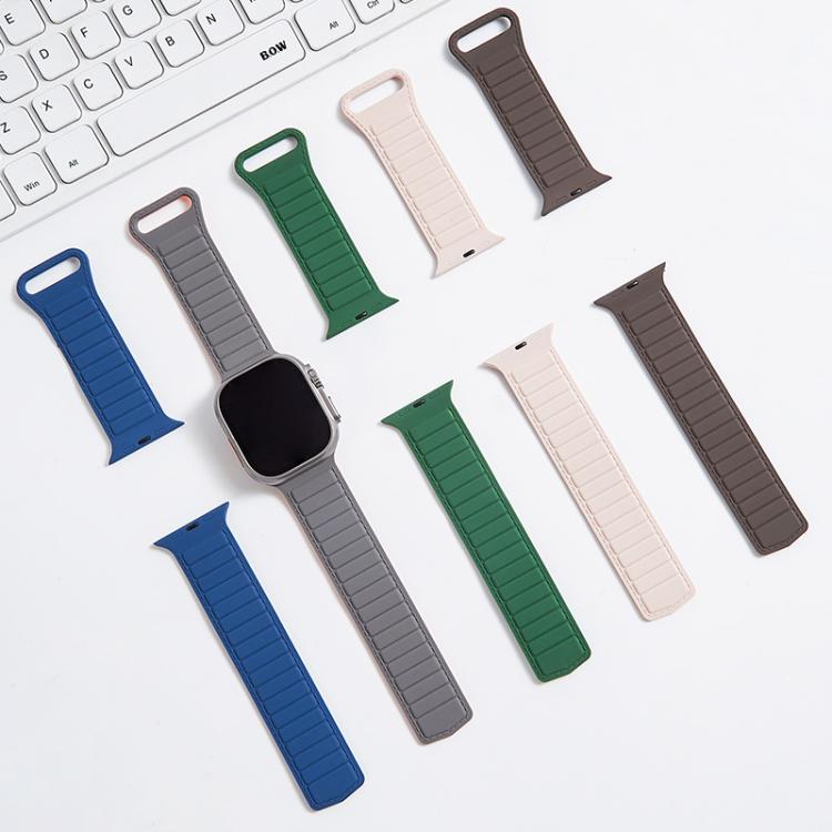 For Apple Watch 46mm / 49mm / 45mm / 44mm Stitched Loop Magnetic Silicone Watch Band