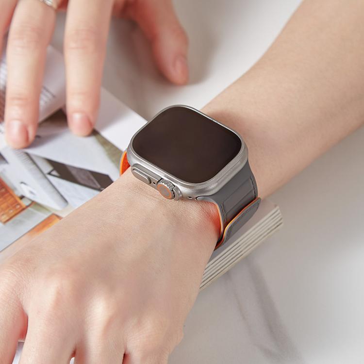 For Apple Watch 46mm / 49mm / 45mm / 44mm Stitched Loop Magnetic Silicone Watch Band
