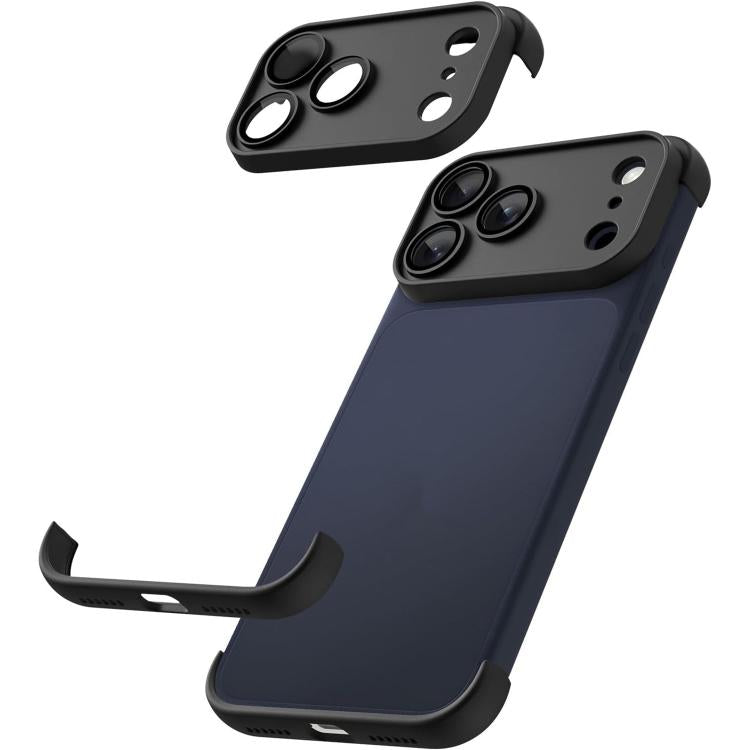 For iPhone 17 Pro Max Ultra-thin Frameless TPU Four Corner Airbags Shockproof Phone Case with Lens Film