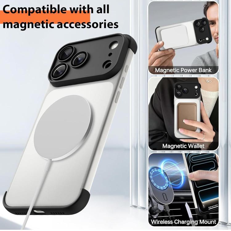 For iPhone 17 Pro Ultra-thin Frameless TPU Four Corner Airbags Shockproof Phone Case with Lens Film