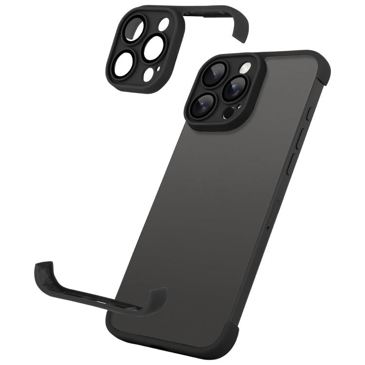 For iPhone 16 Pro Max Ultra-thin Frameless TPU Four Corner Airbags Shockproof Phone Case with Lens Film