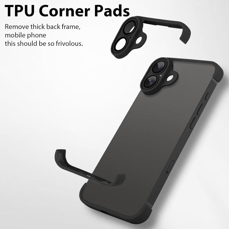 For iPhone 16 Pro Max Ultra-thin Frameless TPU Four Corner Airbags Shockproof Phone Case with Lens Film