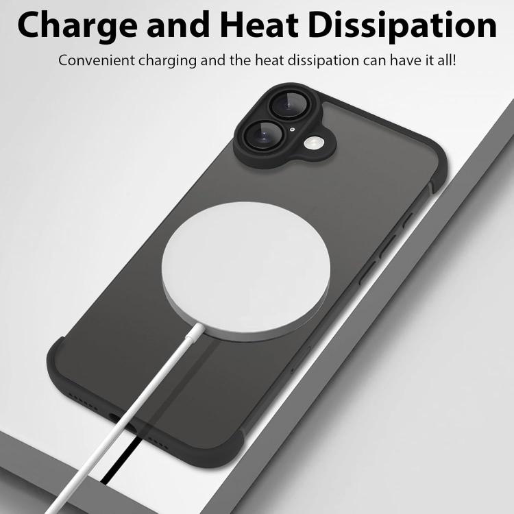 For iPhone 16 Pro Max Ultra-thin Frameless TPU Four Corner Airbags Shockproof Phone Case with Lens Film