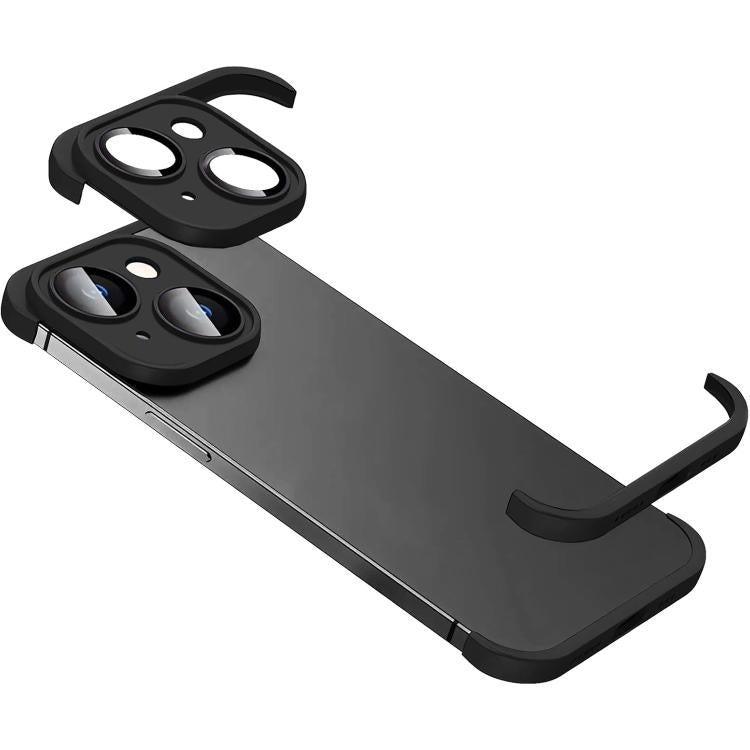 For iPhone 15 Plus Ultra-thin Frameless TPU Four Corner Airbags Shockproof Phone Case with Lens Film
