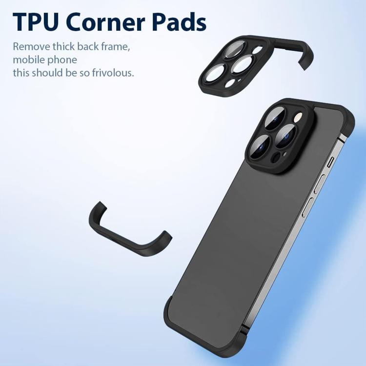 For iPhone 15 Pro Max Ultra-thin Frameless TPU Four Corner Airbags Shockproof Phone Case with Lens Film