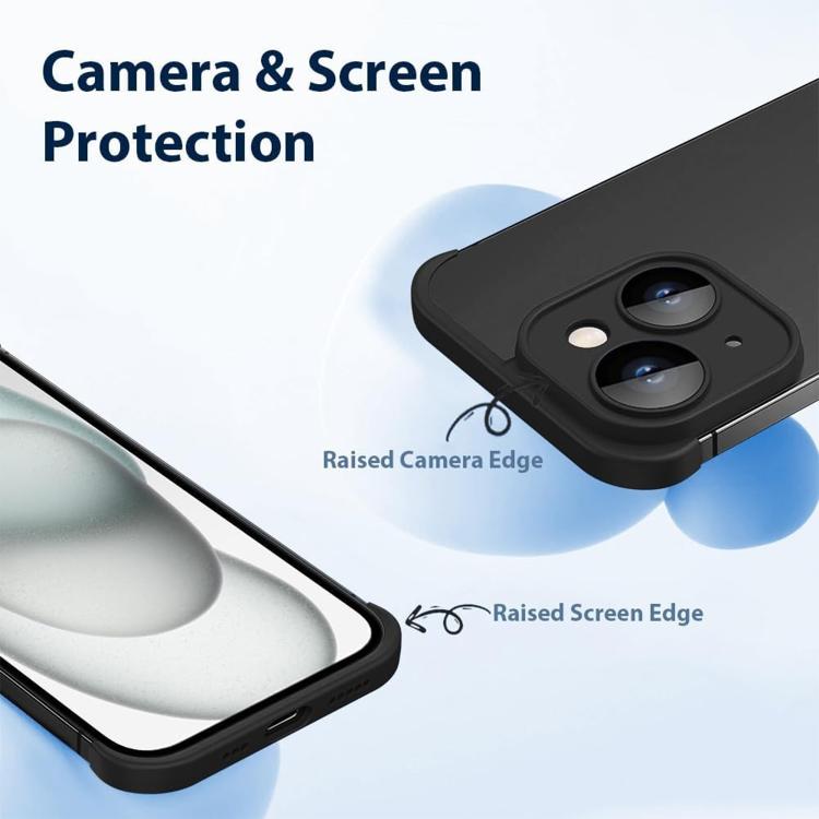 For iPhone 15 Ultra-thin Frameless TPU Four Corner Airbags Shockproof Phone Case with Lens Film
