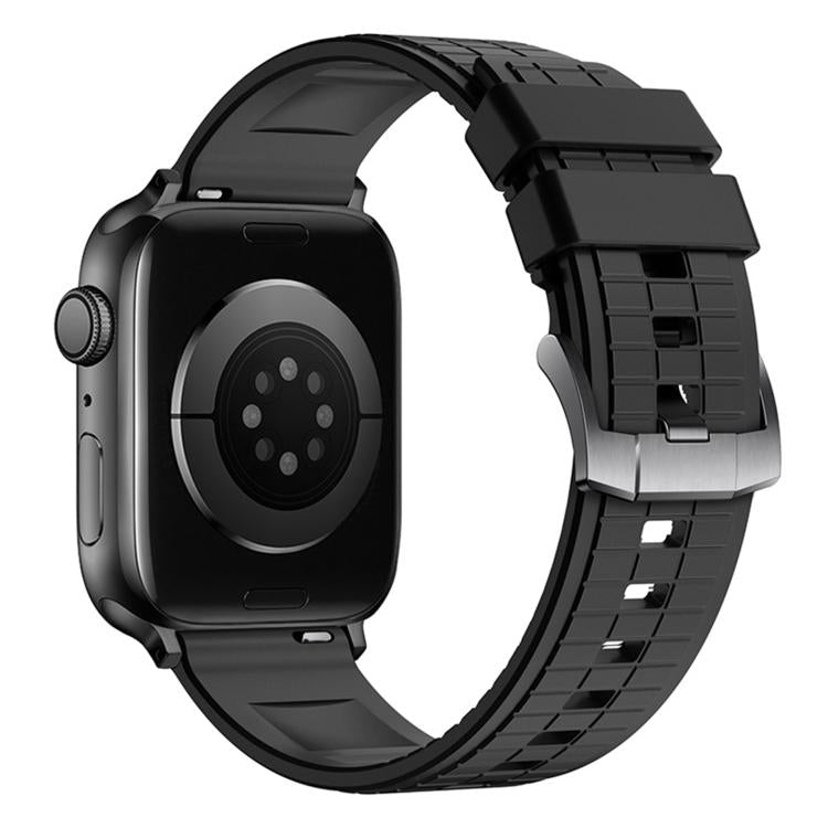 For Apple Watch 46mm / 49mm / 45mm / 44mm Sports Style Square Texture Fluororubber Watch Band