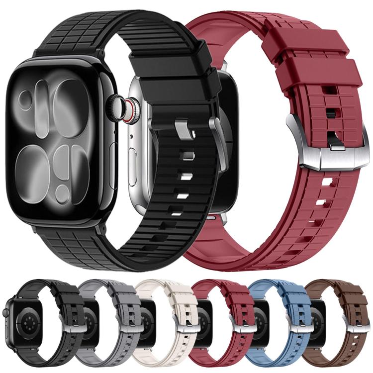 For Apple Watch 42mm / 41mm / 40mm / 38mm Sports Style Square Texture Fluororubber Watch Band