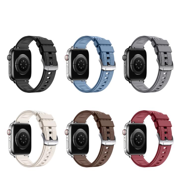 For Apple Watch 42mm / 41mm / 40mm / 38mm Sports Style Square Texture Fluororubber Watch Band