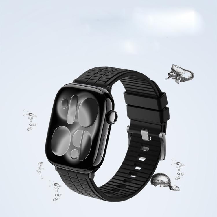 For Apple Watch 46mm / 49mm / 45mm / 44mm Sports Style Square Texture Fluororubber Watch Band