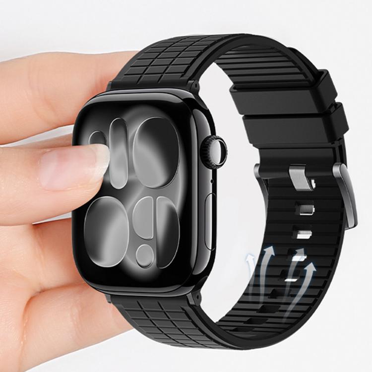 For Apple Watch 46mm / 49mm / 45mm / 44mm Sports Style Square Texture Fluororubber Watch Band