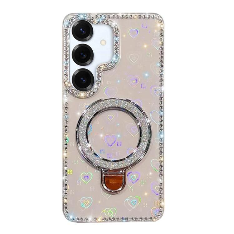 For Samsung Galaxy S25+ 5G Rhinestone Glitter Kickstand Dual-side IMD Phone Case