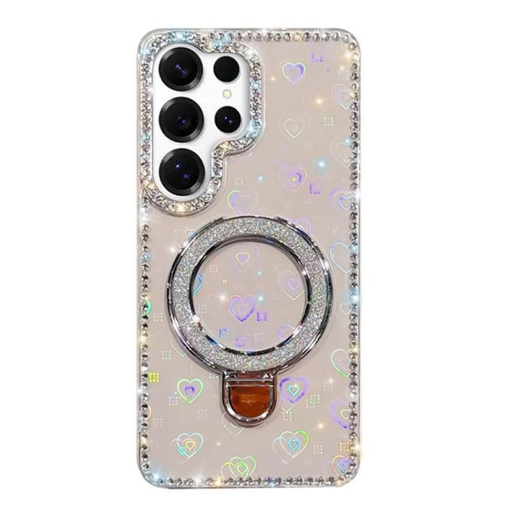 For Samsung Galaxy S25 Ultra 5G Rhinestone Glitter Kickstand Dual-side IMD Phone Case