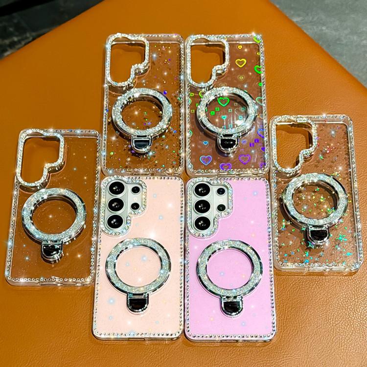 For Samsung Galaxy A15 5G Rhinestone Glitter Kickstand Dual-side IMD Phone Case