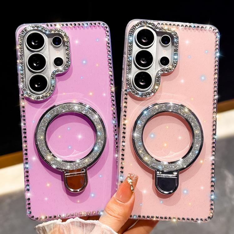 For Samsung Galaxy S25+ 5G Rhinestone Glitter Kickstand Dual-side IMD Phone Case