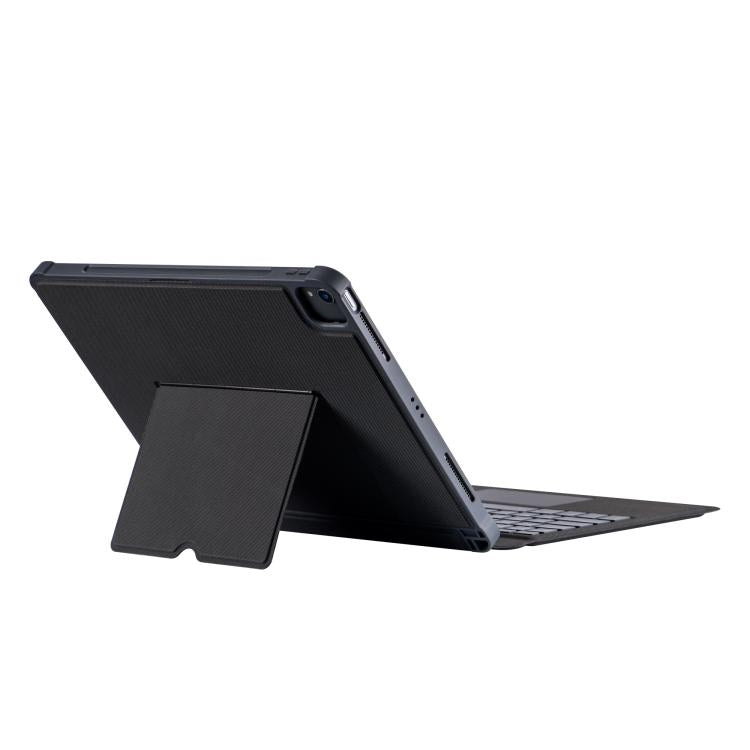For iPad Air 13 2025 / 2024 / Pro 12.9 Split Bluetooth Backlit Keyboard Magnetic Four Corner Airbag Protective Case - Black