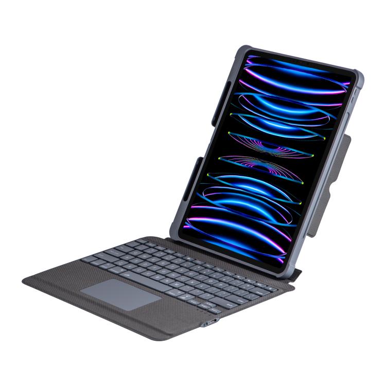 For iPad Air 13 2025 / 2024 / Pro 12.9 Split Bluetooth Backlit Keyboard Magnetic Four Corner Airbag Protective Case - Black