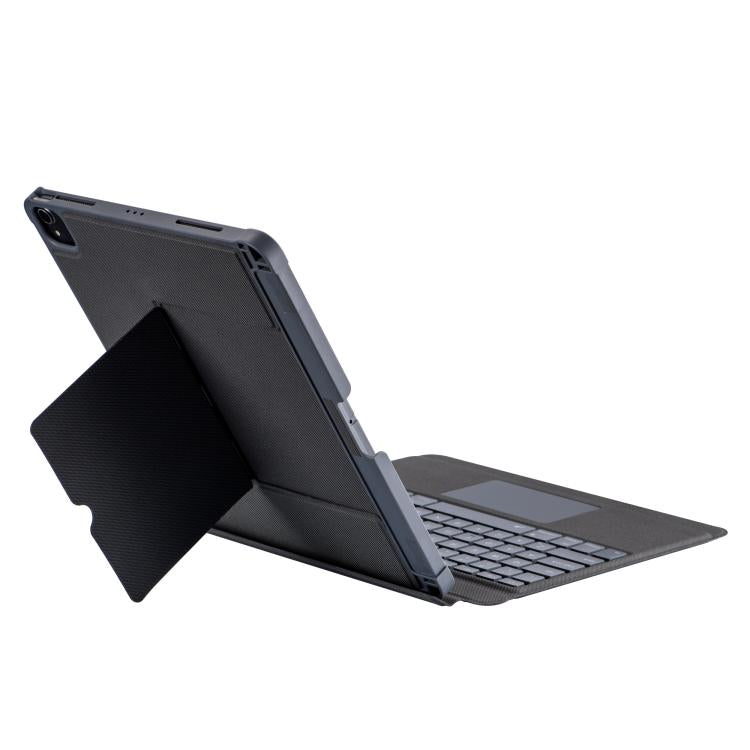 For iPad Air 13 2025 / 2024 / Pro 12.9 Split Bluetooth Backlit Keyboard Magnetic Four Corner Airbag Protective Case - Black