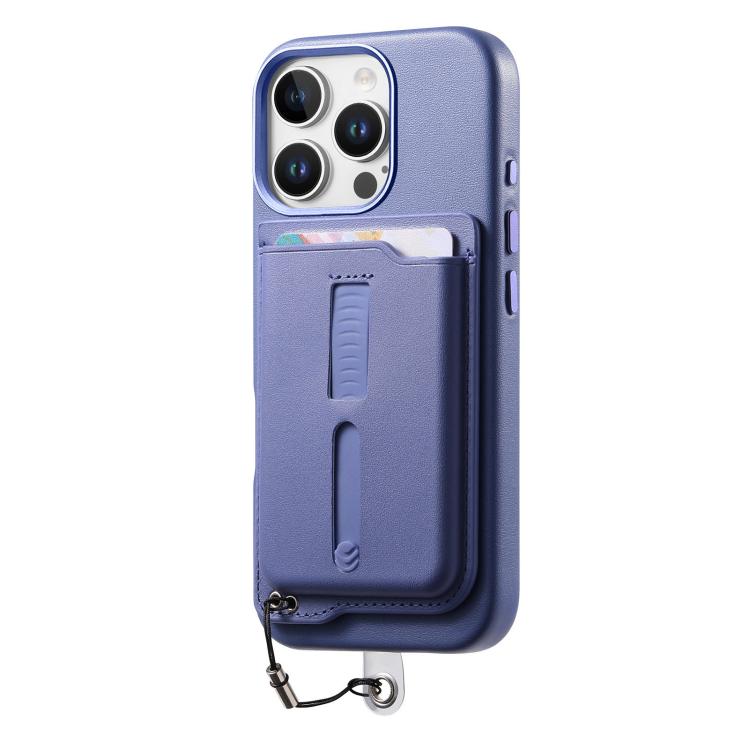 For iPhone 14 Pro Max Detachable Magnetic Card Bag Phone Case with Finger Ring Grip & Anti-loss Rope