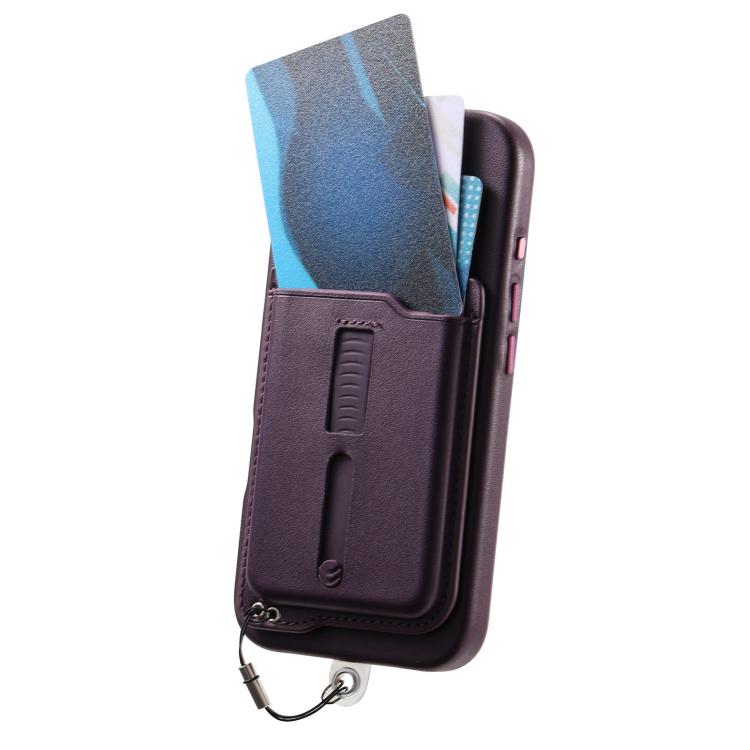For iPhone 14 Pro Max Detachable Magnetic Card Bag Phone Case with Finger Ring Grip & Anti-loss Rope