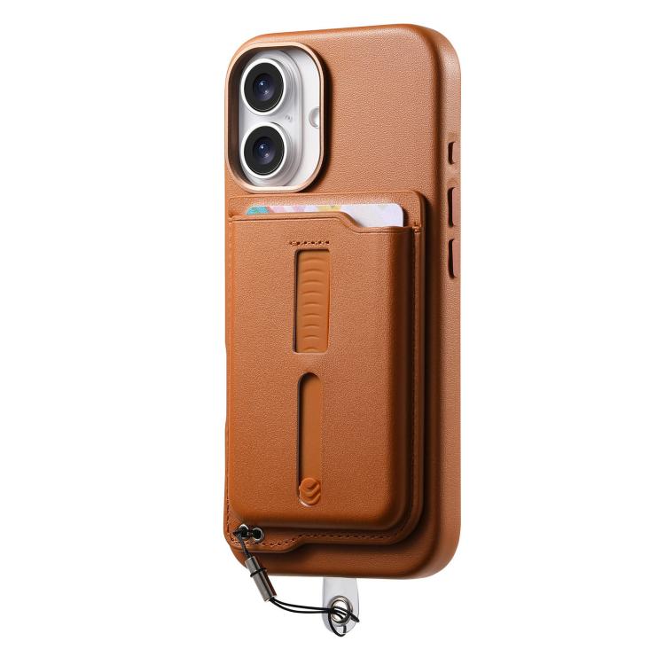 For iPhone 17 Detachable Magnetic Card Bag Phone Case with Finger Ring Grip & Anti-loss Rope