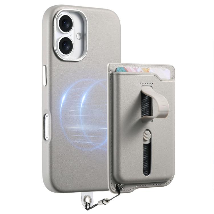 For iPhone 17 Detachable Magnetic Card Bag Phone Case with Finger Ring Grip & Anti-loss Rope