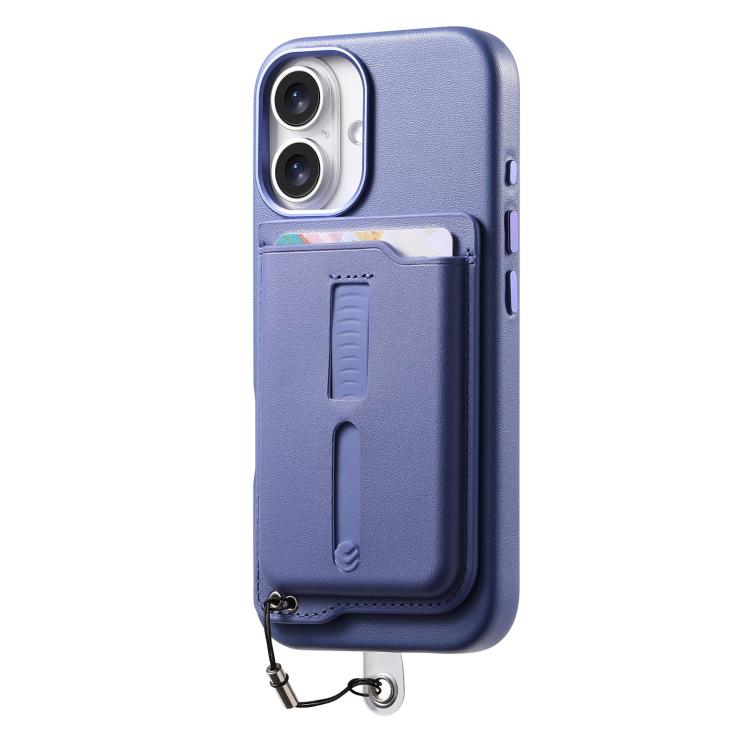 For iPhone 17 Detachable Magnetic Card Bag Phone Case with Finger Ring Grip & Anti-loss Rope