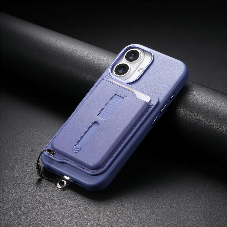 For iPhone 17 Detachable Magnetic Card Bag Phone Case with Finger Ring Grip & Anti-loss Rope