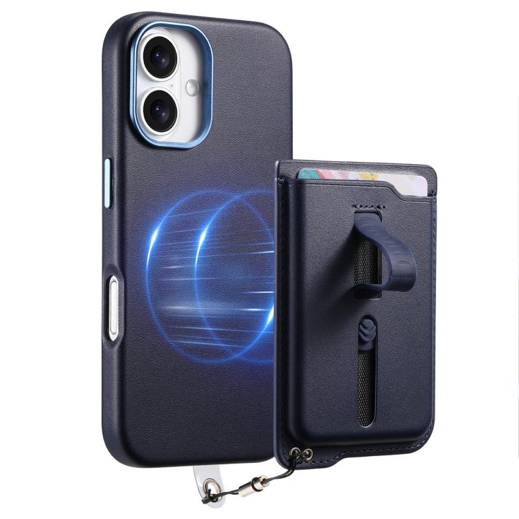 For iPhone 17 Detachable Magnetic Card Bag Phone Case with Finger Ring Grip & Anti-loss Rope