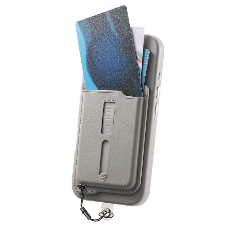 For iPhone 17 Pro Detachable Magnetic Card Bag Phone Case with Finger Ring Grip & Anti-loss Rope